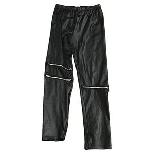 Riviera Black Faux Vinyl Zipper Leggings Sz Large/XL Womens